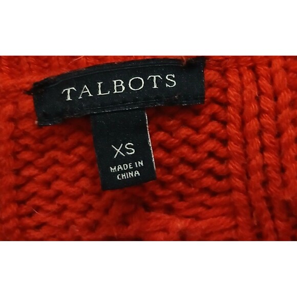 Talbots XS Rust Orange Chunky Cable Knit Cardigan Wool Blend Preppy Cabin Granny - Picture 7 of 8